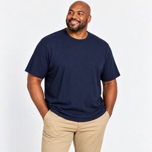 Shaquille O'Neal XLG Mens 2XL Navy Blue Ribbed Crewneck T Shirt NWT